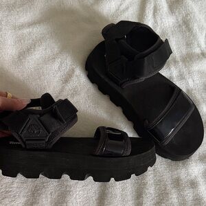 Chunky Black Timberland Platform Strappy Sandals NEVER BEEN WORN
